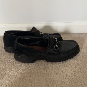 Vintage Gucci horsebit black suede loafers 10D